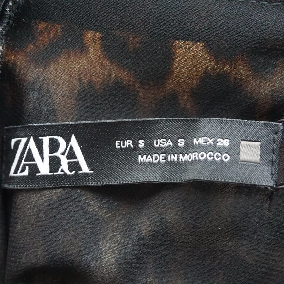 Zara Leopard Print Puff Sleeve Ruched Dress - Picture 5 of 5